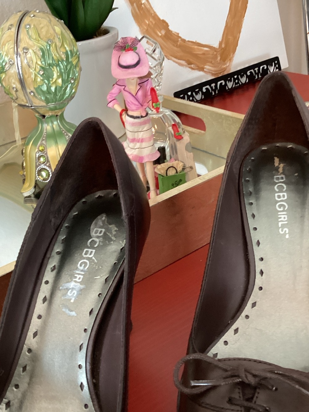 BCBG Dark Brown Leather Square Pointed-Toe Pumps - Picture 8 of 8